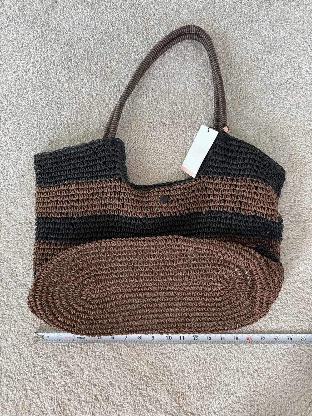 Calla Brown & Black Striped Crochet Tote